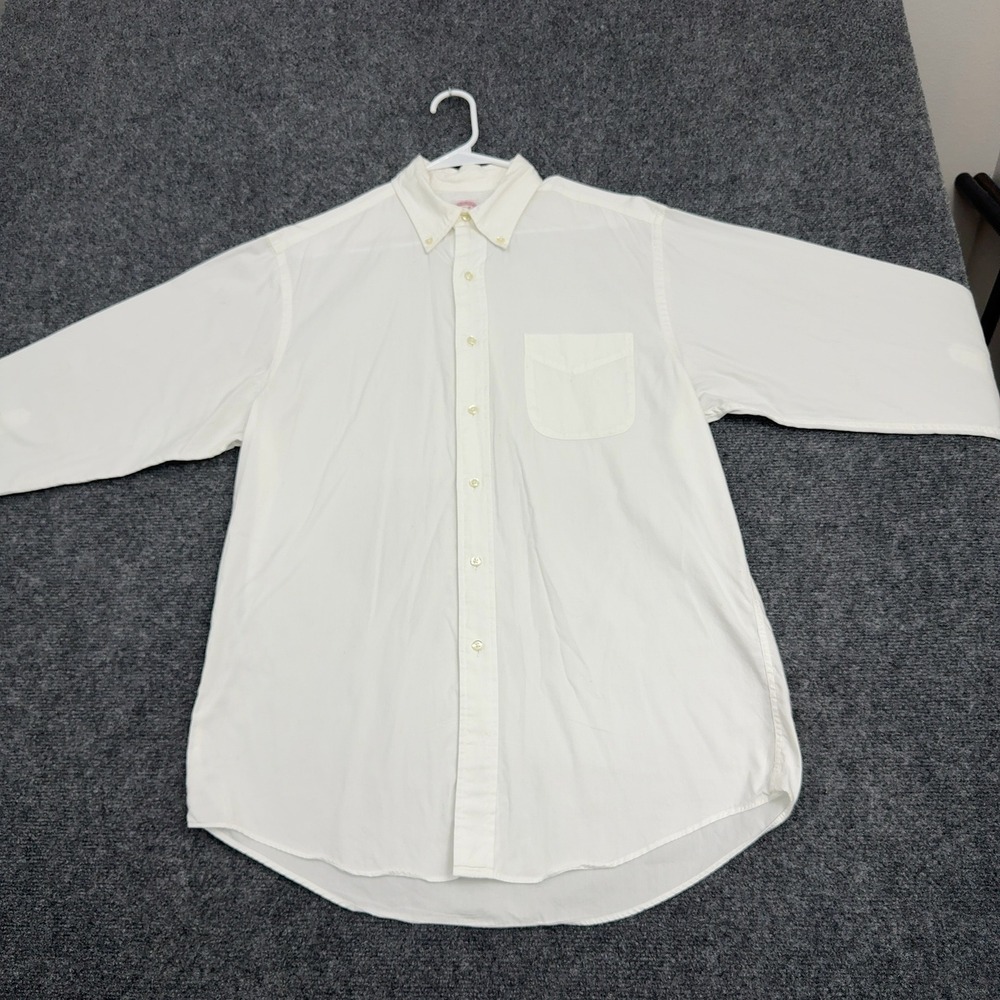 Brooks Brothers Shirt Mens 15.5 White Cotton Button Down Oxford Classic Preppy